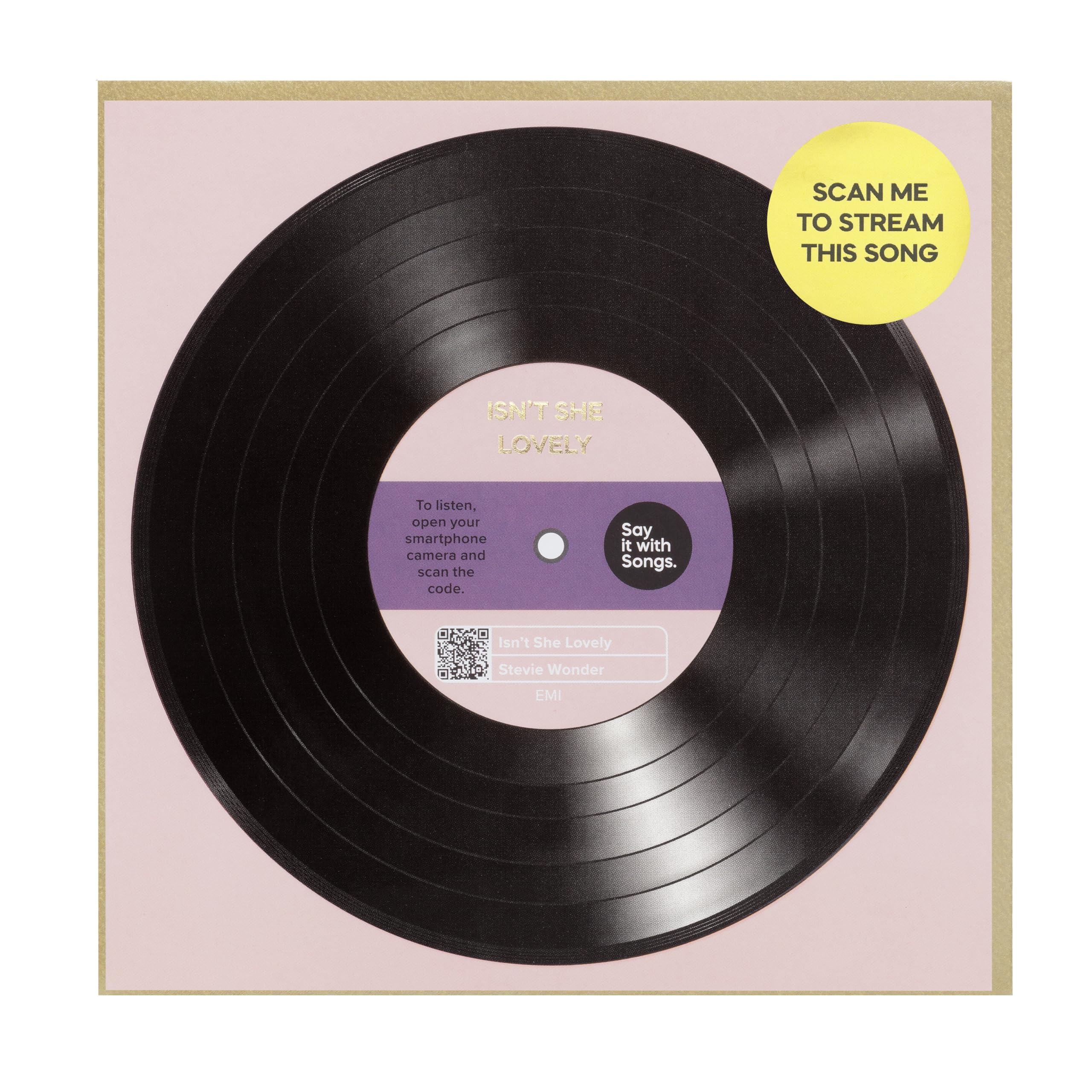 Say It With Songs Greeting Card - Isn t She Lovely - Stevie Wonder - Scan QR Code and Play on Spotify, YouTube or Amazon Music Birthday, Anniversary, Valentines, Mother s Father s Day
