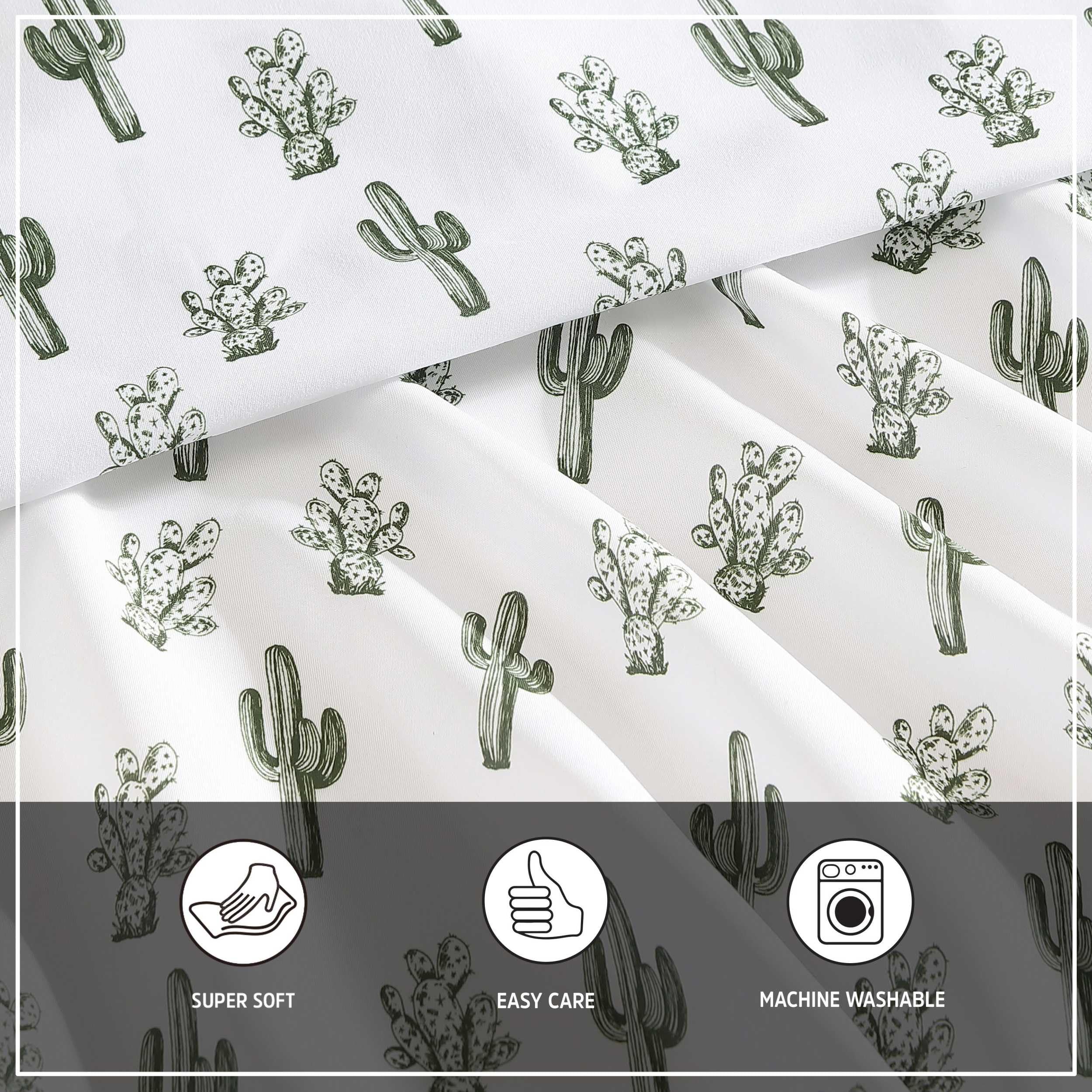 Wrangler Zestaw prześcieradeł, oddychająca i odporna na zagniecenia pościel, zawiera pasujące poszewki na poduszki i poszewki na poduszki, wystrój domu inspirowany zachodnim (Cacti Green, King)