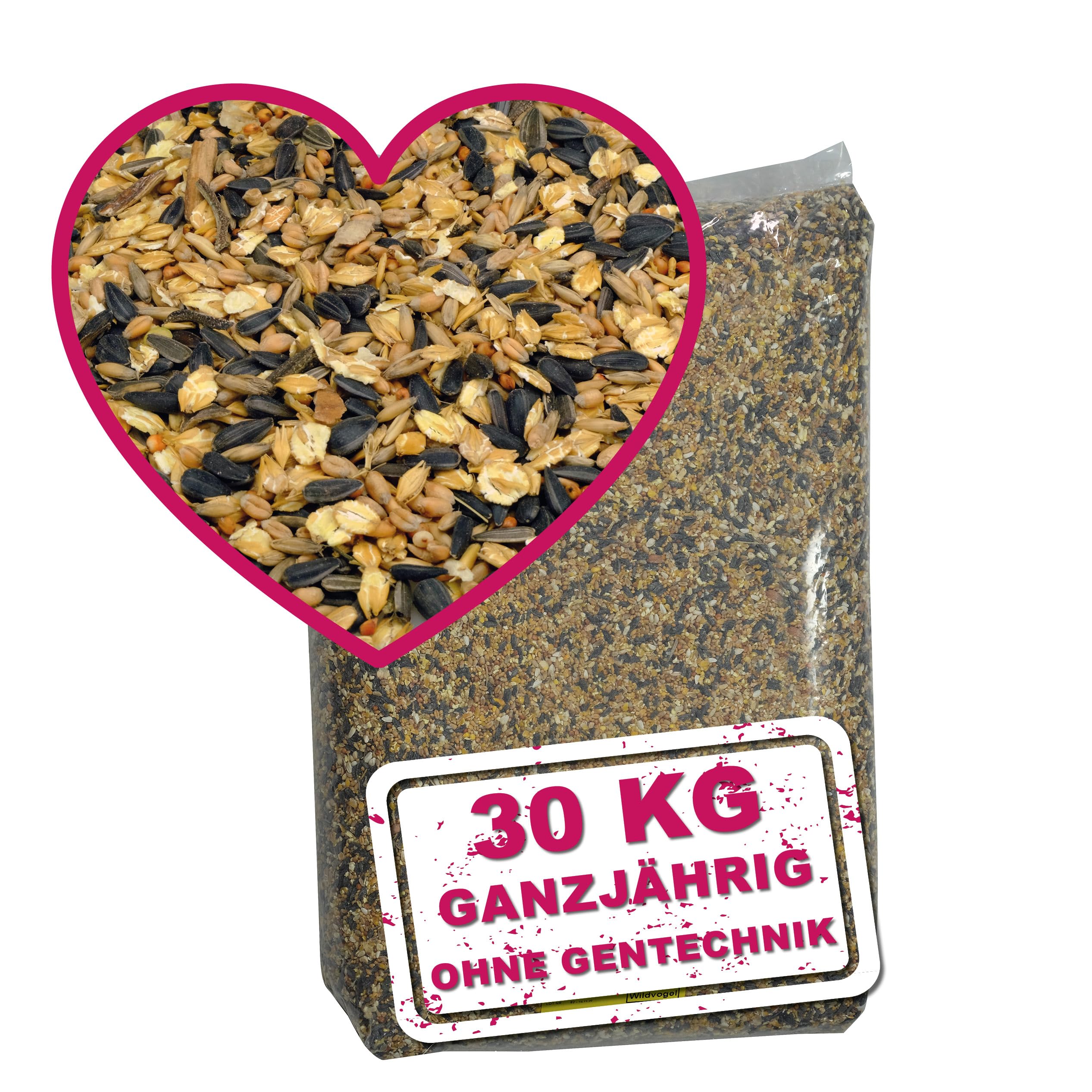 MeinWildvogel - Wildvogel-Vital Basic - Vogelfutter 30 kg XXL - Wildvogelfutter - Streufutter - Ganzjahresfutter für Vögel mit Sonnenblumenkernen - Gentechnikfrei & Ambrosia-kontrolliert