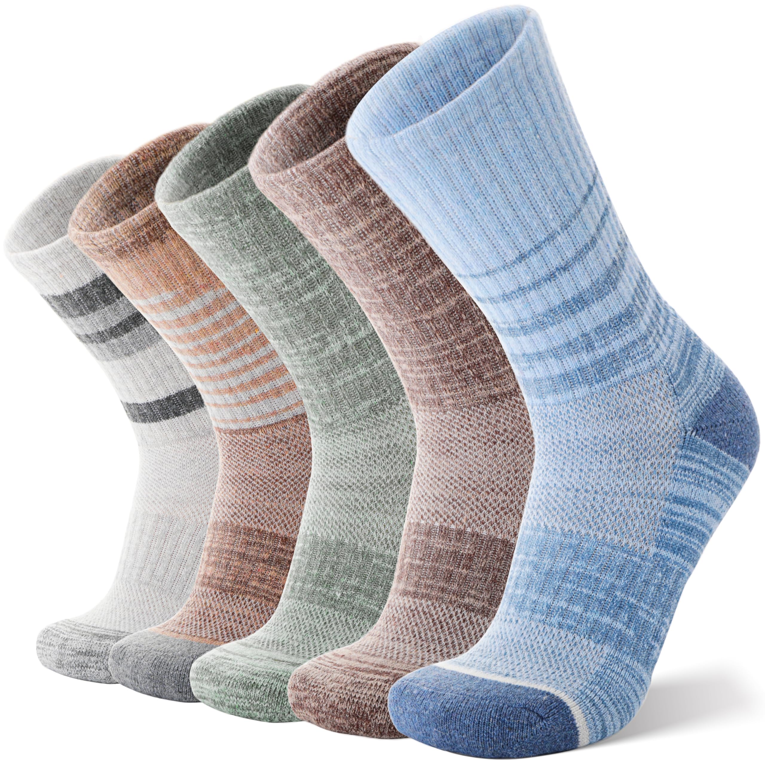 ANTSANG Merino Wool Hiking Socks for Men & Women 5 Pairs Thermal Warm Winter Thick Cushion Moisture Wicking Crew Boot Socks