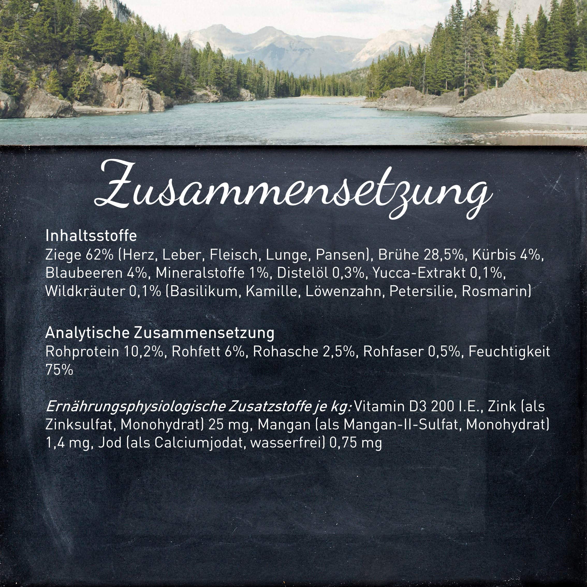 WILDES LAND – Wild | Nassfutter mit extra hohem Fleischanteil und natürlichen Zutaten für ausgewachsene Hunde. Alleinfutter ohne Zusatzstoffe in der Dose | 12x400g Wild
