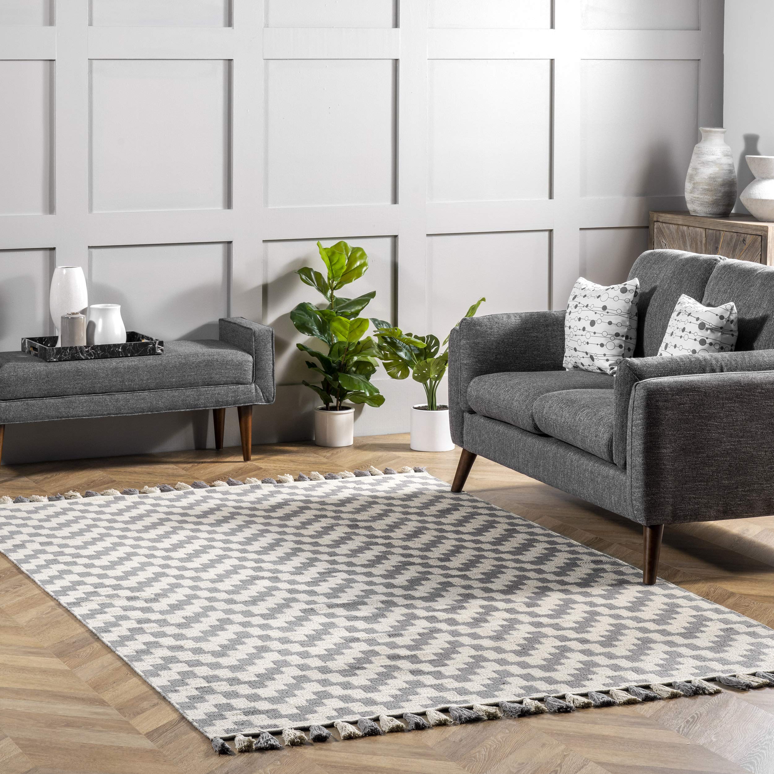 Tapis en coton gris nuLOOM 90x150 cm pour protéger un couloir ou une entrée passante