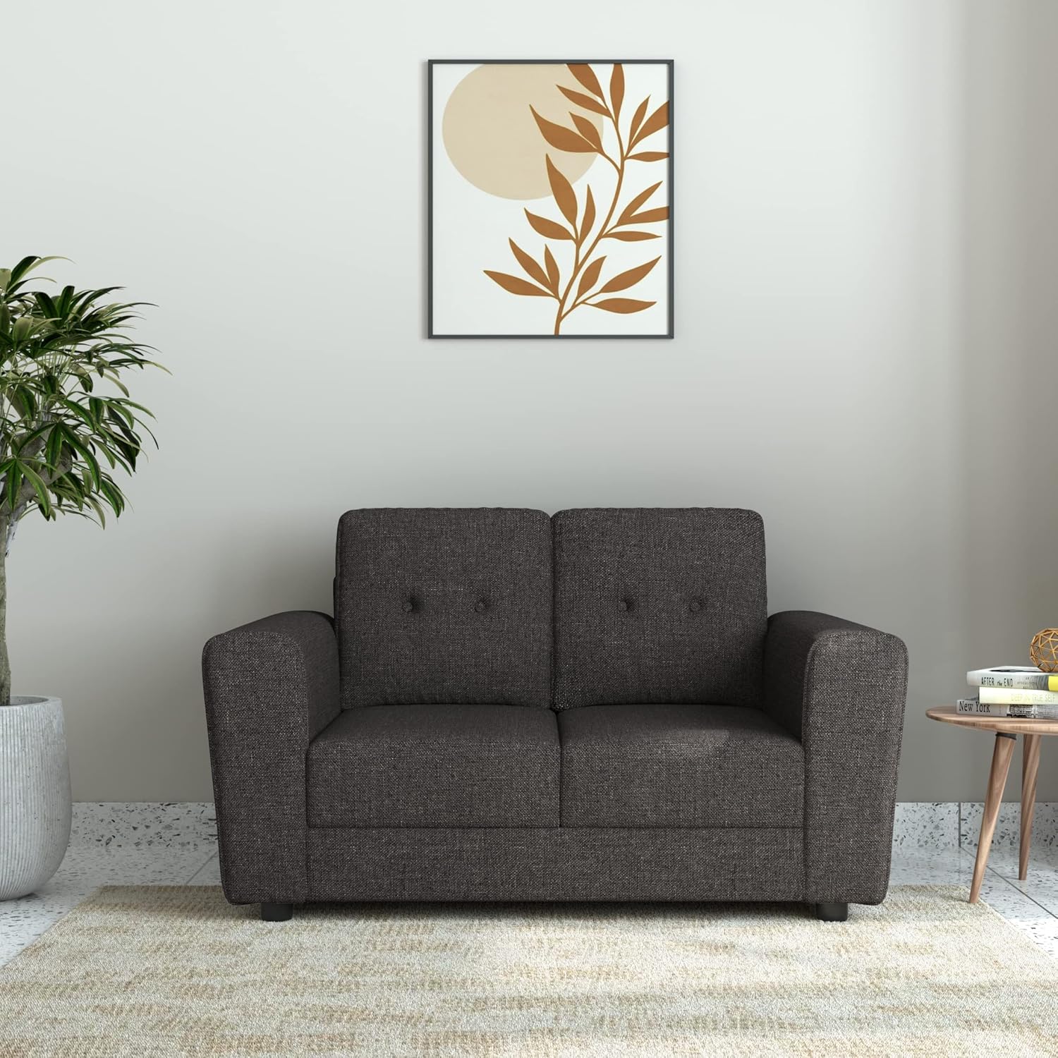 Amazon Brand Solimo Duyce 2 Seater Sofa (Fabric, Brown) Amazon.in