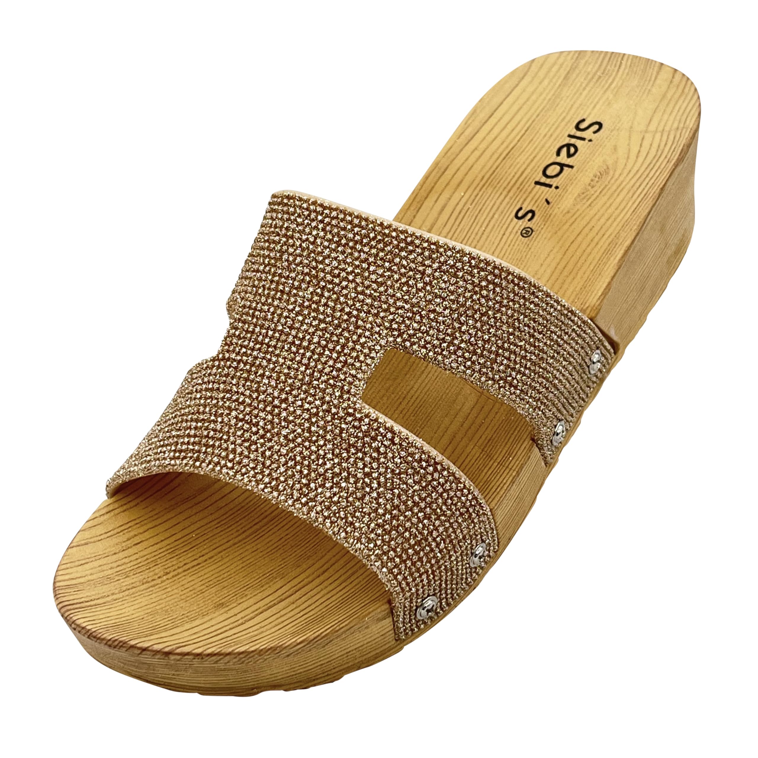 Siebi's - Badeschuhe Damen - Como - Badepantolette Glitzer mit Plateau-Sohle für Frauen - fällt klein aus