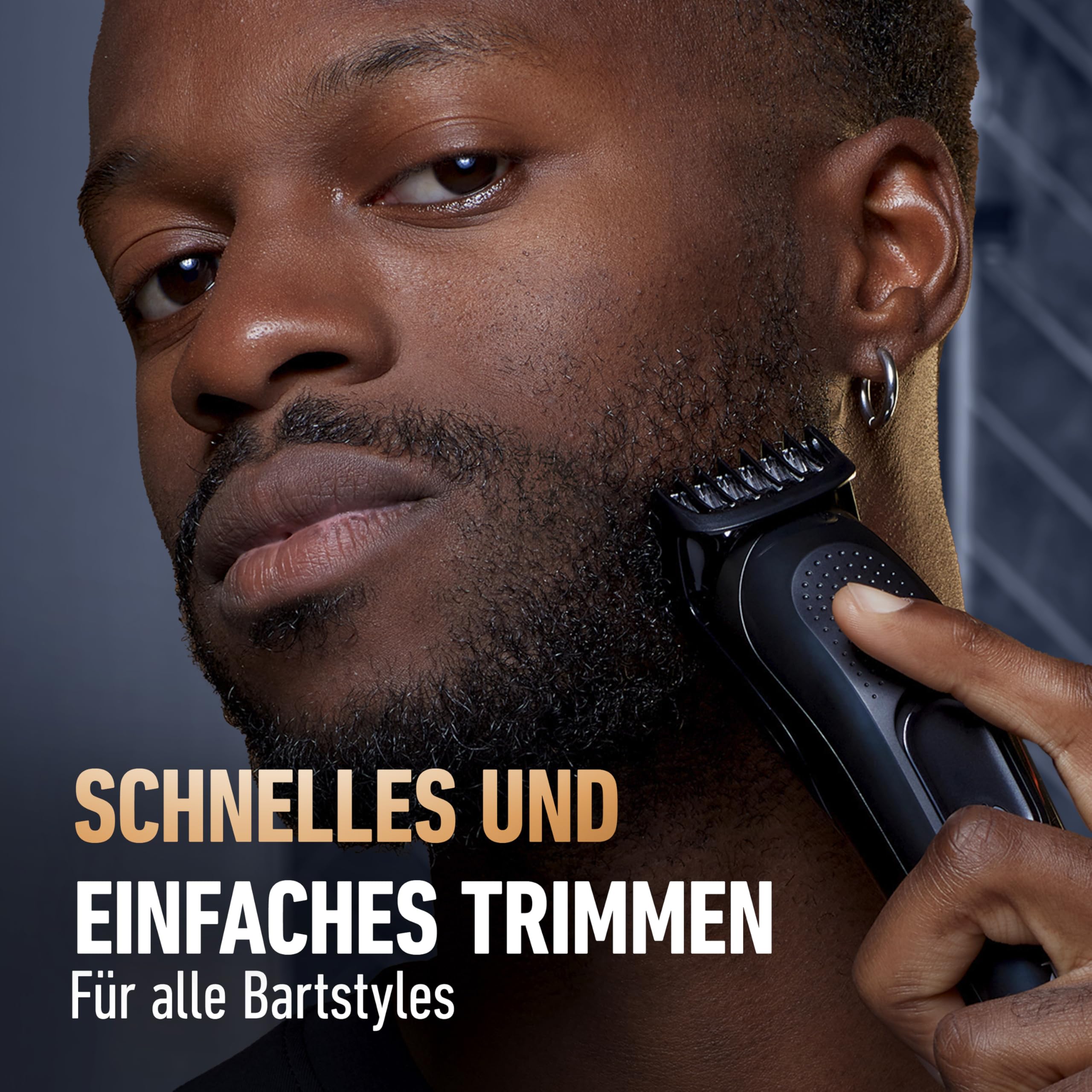King C Gillette Barttrimmer für Männer, Elektrischer Bartschneider Herren mit 1 Trimmer, 5 Kammaufsätzen, 1 Reinigungsbürste, und 1 Ladegerät, Kabelloser Bartrasierer, 50 Min. Akkulaufzeit