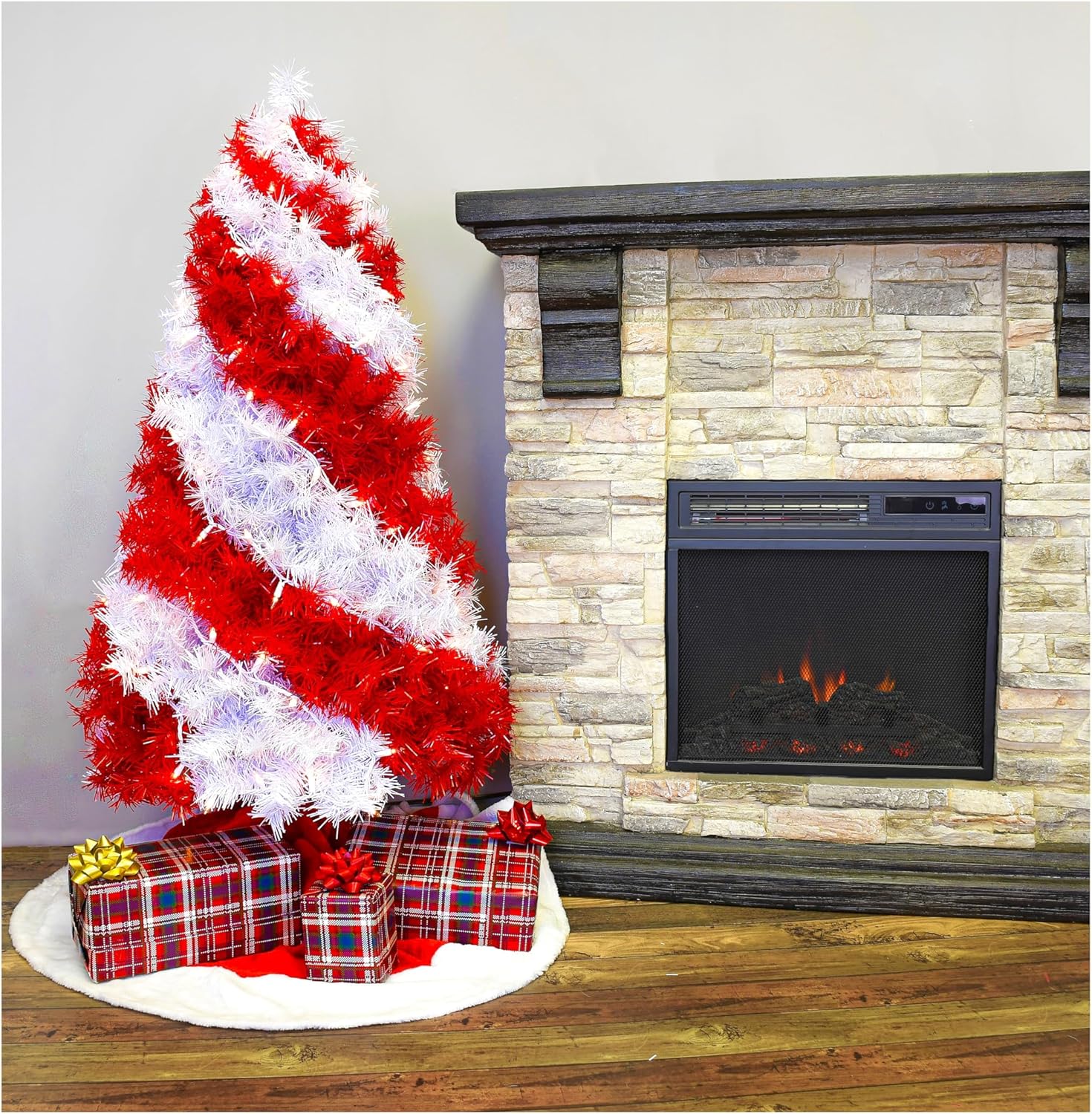 Tree Buddees Red and White Swirl Candy Cane Colored Artificial Christmas Tree (4 Foot)