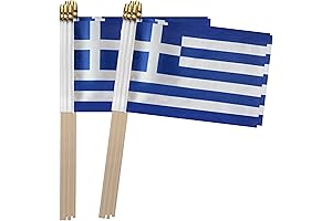TSMD Greece Stick Flag Greek Small Mini Hand Held Flags for Parties,...