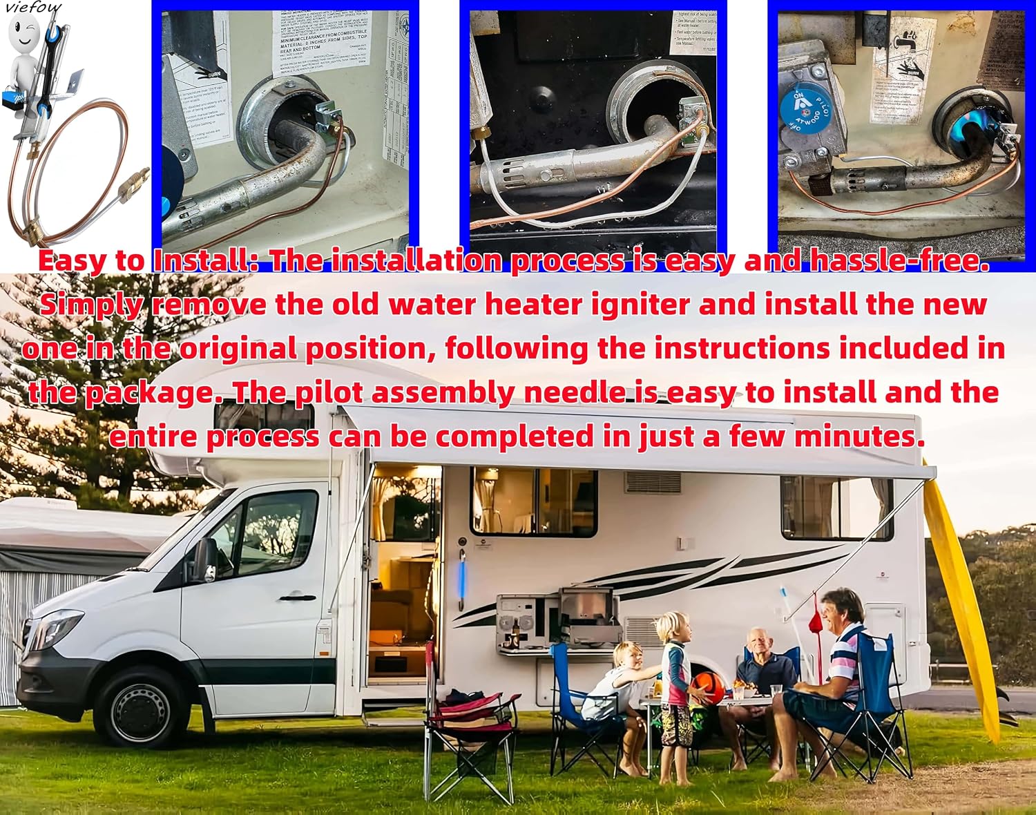 Propane RV Water Heater Pilot Assembly Replacement, 91214 91603 | Fits Dometic, Atwood&Jade water heaters, camper trailer, for propane ignition system repair replacement