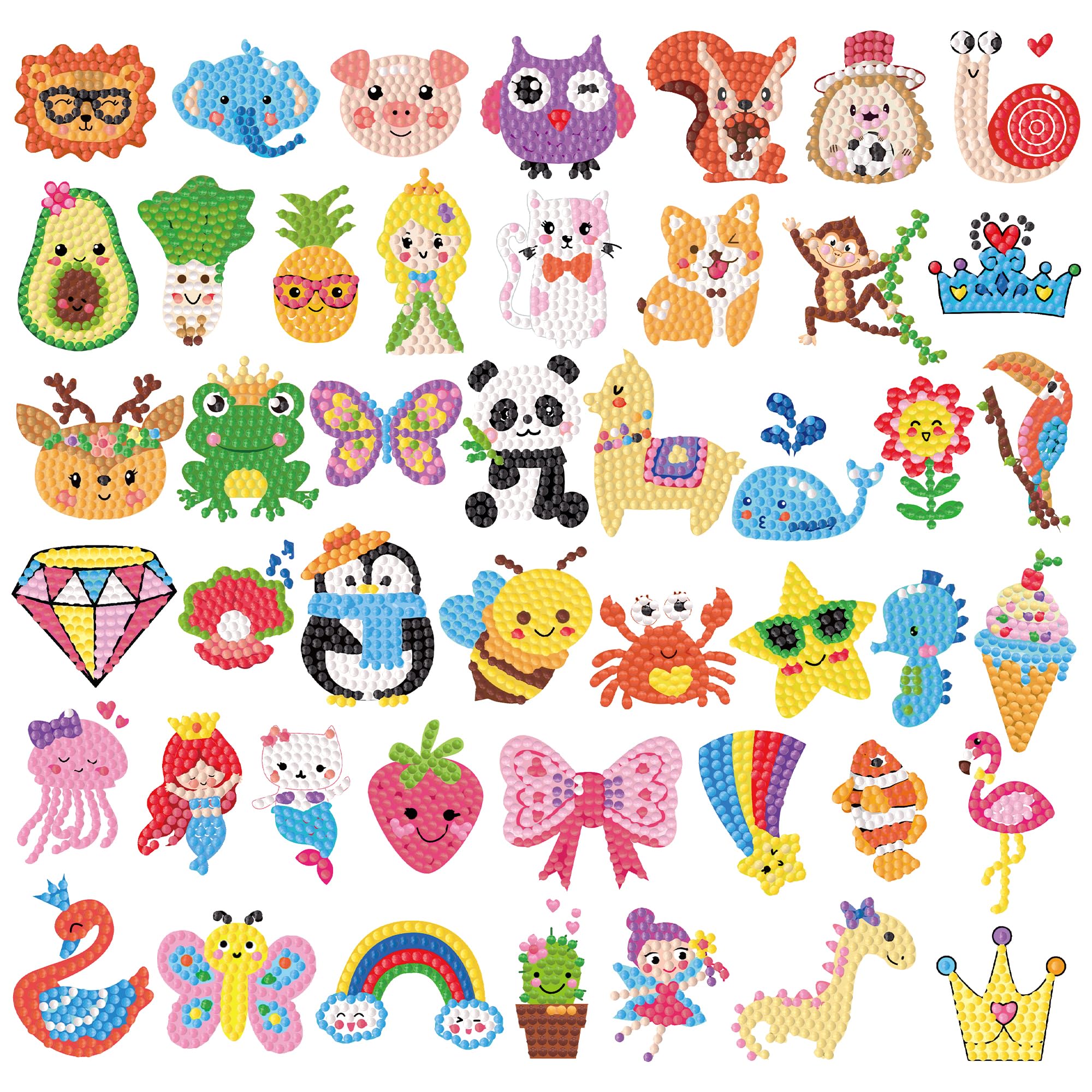 Labeol Diamond Art Kits for Kids Boys and Girls Ages 6-8-10-12 Easy to DIY Creative Diamond Art Sticker Craft by Numbers Kits for Kids and Adult Beginners (Lovely Animal)