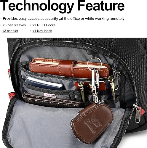 Miniatura 3 de Boavan Mochila para laptop para hombre, bolsa para laptop de 15.6 pulgadas con puerto USB, mochila de trabajo de viaje impermeable, antirrobo para