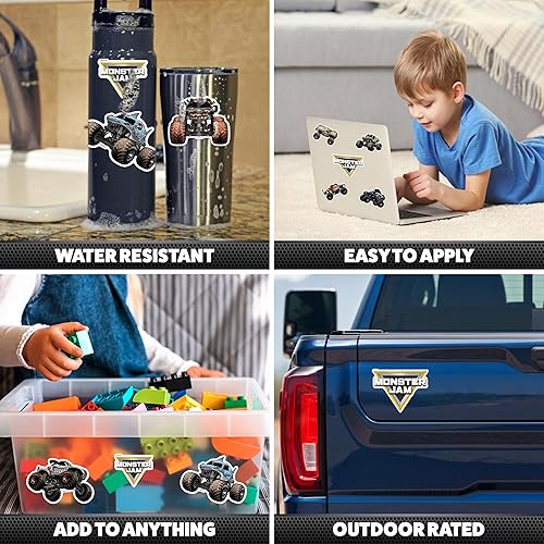 Miniatura 2 de Monster Jam Trucks - Juego de 15 calcomanías de camión monstruo, incluye Grave Digger El Toro Loco Max D Zombi Megalodon Dragon Soldier Fortune Mutt