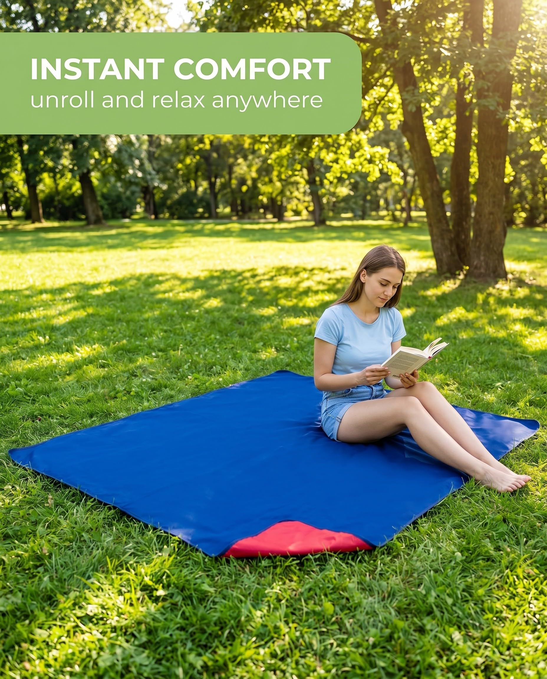 TISCH Telo Coperta Picnic Impermeabile 70x110 cm Rosso Pieghevole Portatile Anti-Sabbia