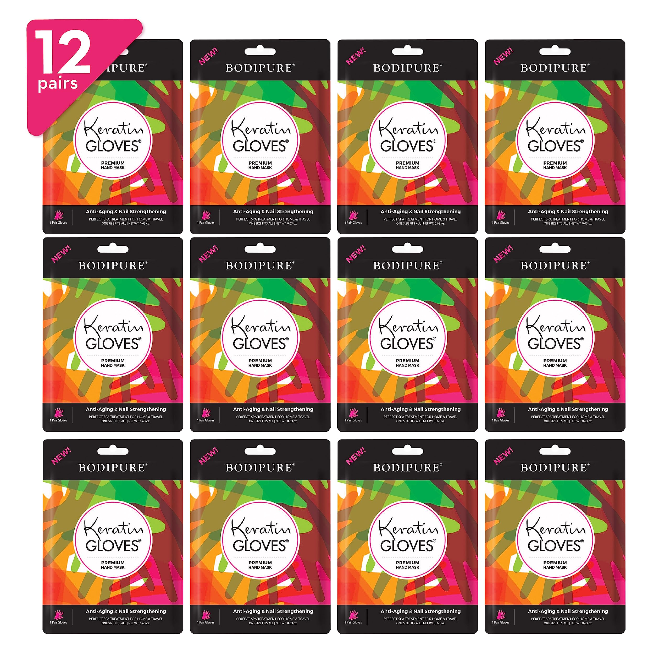 Bodipure Premium Hand Mask Keratin Gloves | Moisturizing Gloves for Dry Hands & Nail-Strengthening & Cuticle Softening | Spa Experience at Home | Chemical Free & For All Skin Types | 12 Pairs