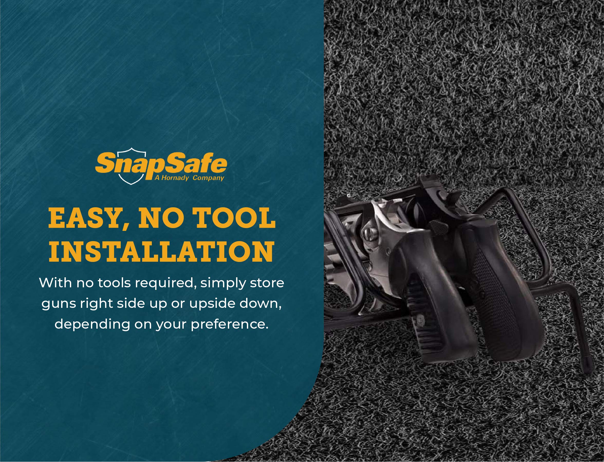 SnapSafe 8 Gun Pistol Rack, Black 75840, Gun Safe Storage, PVC Coated