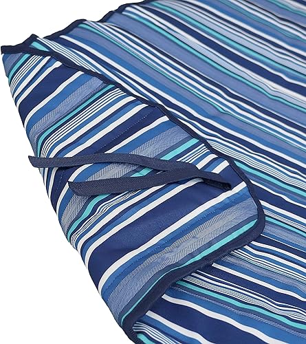 Miniatura 8 de Sunnydaze Juego de almohadilla y almohada acolchada de poliéster - Resistente a la intemperie - Rayas rompeolas