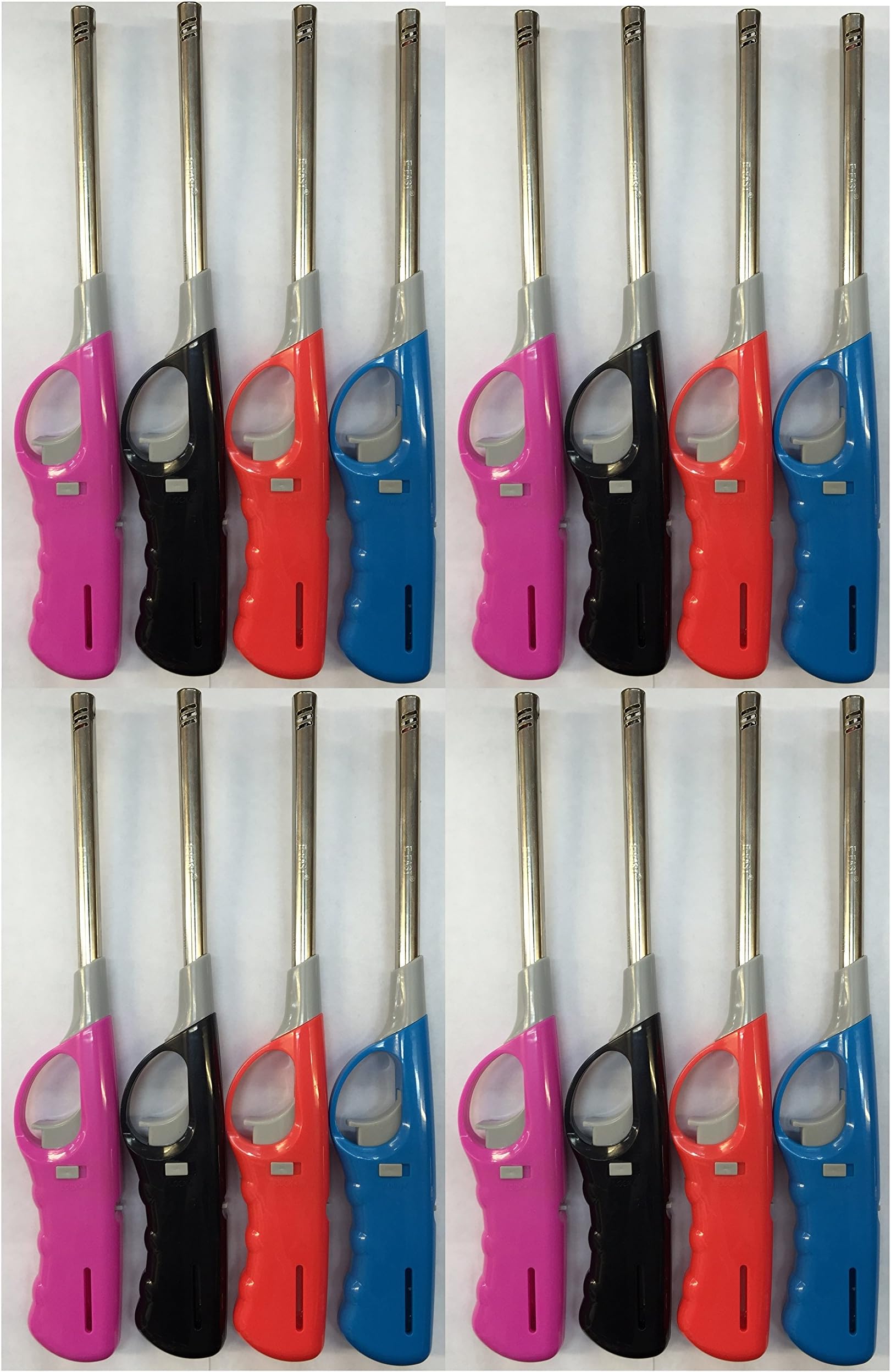 E FAST CE4 Pack of 12 Refillable Safety Gas Candle BBQ Fire Lighter, Multicolour