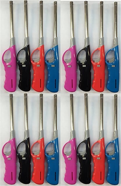E FAST CE4 Pack of 12 Refillable Safety Gas Candle BBQ Fire Lighter, Multicolour
