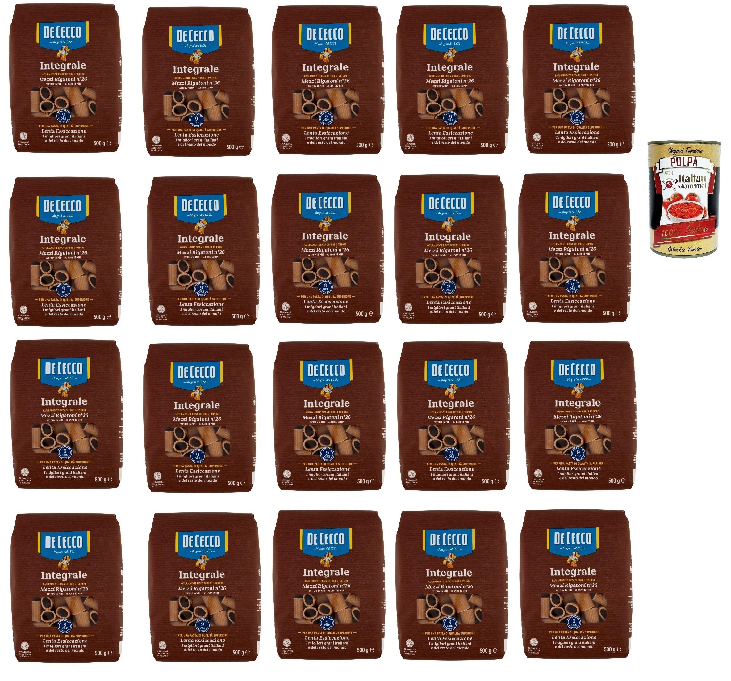 Italian Gourmet Mezzi Rigatoni Integrali N.26 pâtes complètes 20 x 500g