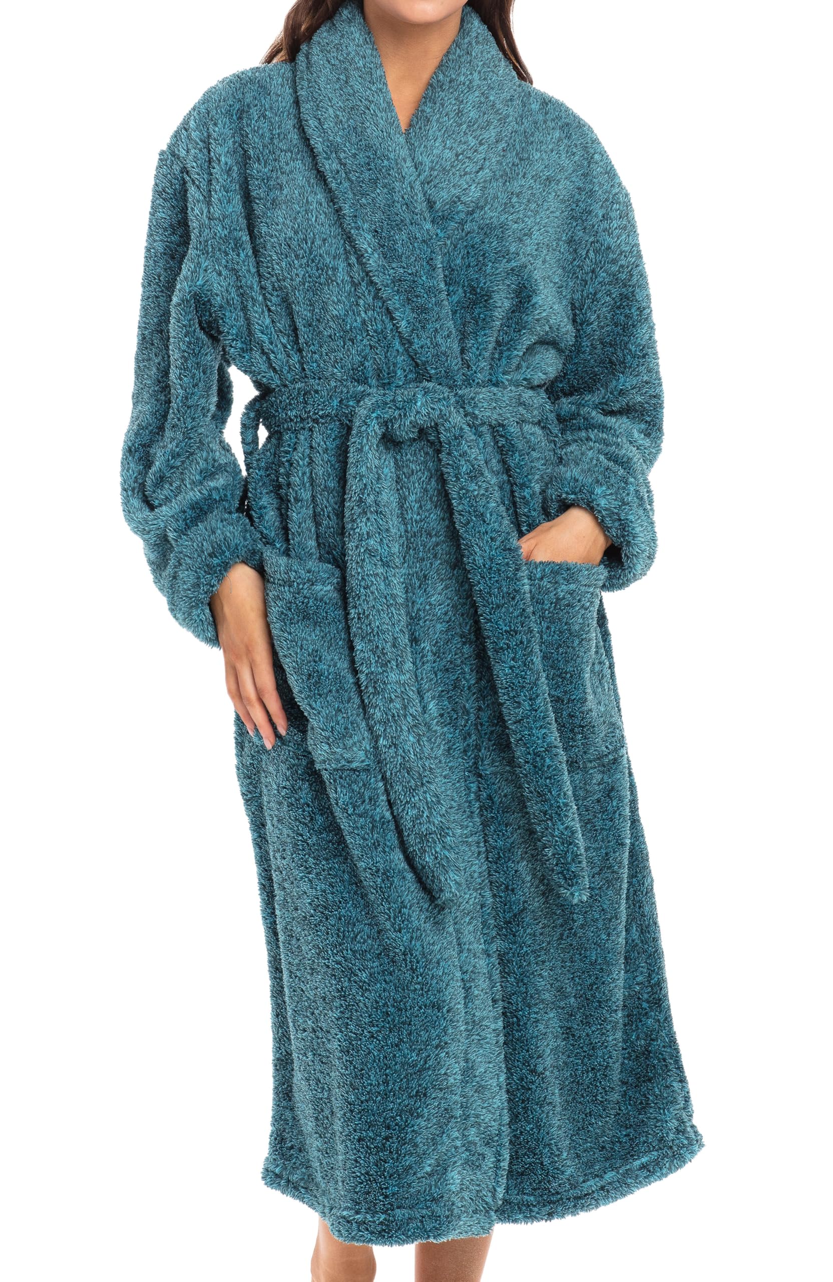 Alexander Del Rossa Womens Plush Fleece Robe Warm Shaggy Bathrobe