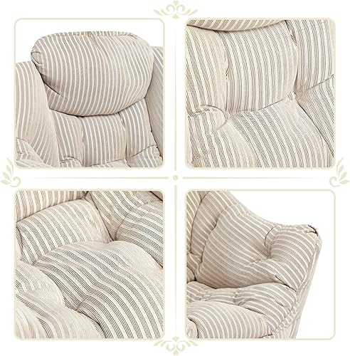 Miniatura 6 de HollyHOME - Silla perezosa de tela con otomana plegable, cómoda silla de descanso y reposapiés plegable, sofá de ocio silla de lectura y reposapiés,