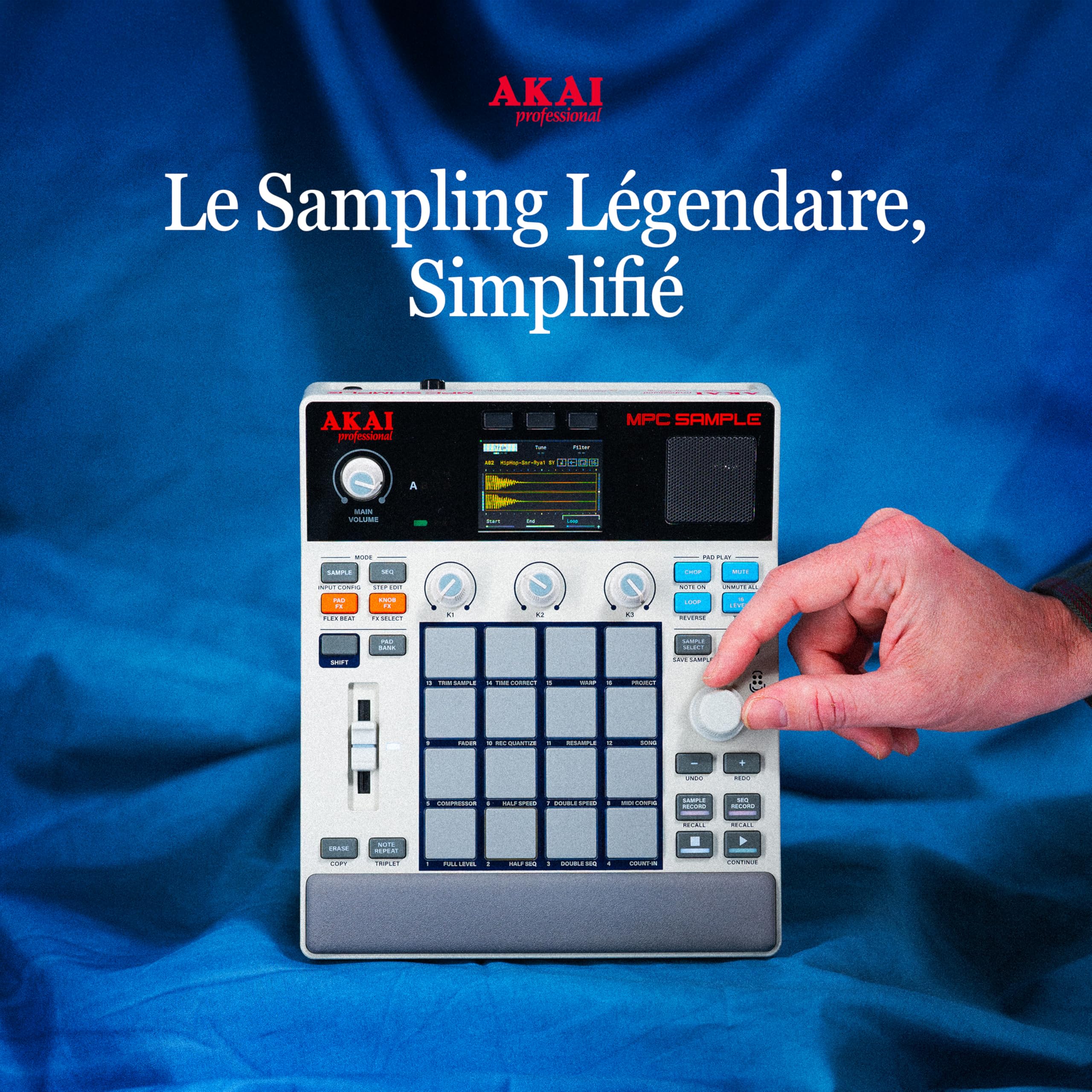Akai Professional MPC Sample - Sampler Portable Autonome, Séquenceur et Processeur d'Effets avec Batterie Rechargeable, USB-C, Haut-Parleur et Micro