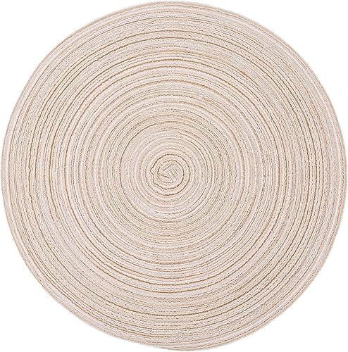 AHHFSMEI Juego de 6 manteles individuales redondos trenzados de 15 pulgadas, para mesas de comedor, tejidos naturales, resistentes al calor, color