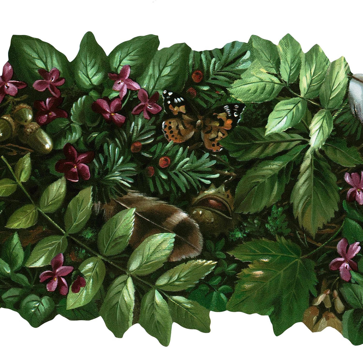 Concord WALLCOVERINGS ™ Forest Leaves & Acorns Wallpaper Border, 8.5" x 15' Rustic Nature Greenery with Die-Cut Edges, Prepasted Washable Vinyl for Cottage Home Decor #NE105474B