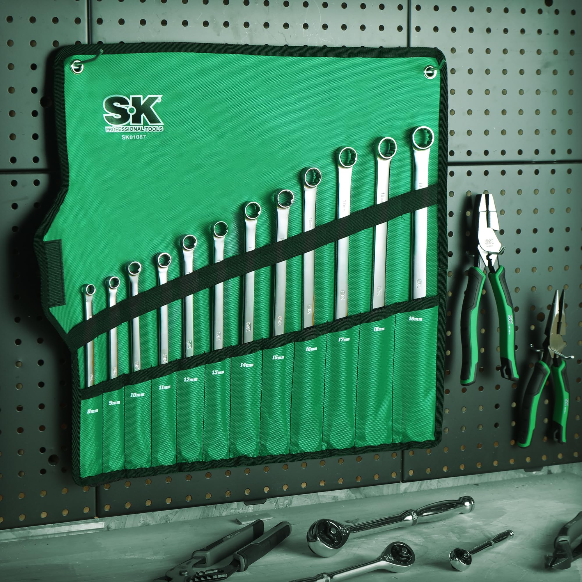SK Ratcheting Wrench Set - Long Handle, Metric 8-19mm -8 SK Ratcheting Wrench Set - Long Handle, Metric 8-19mm -8