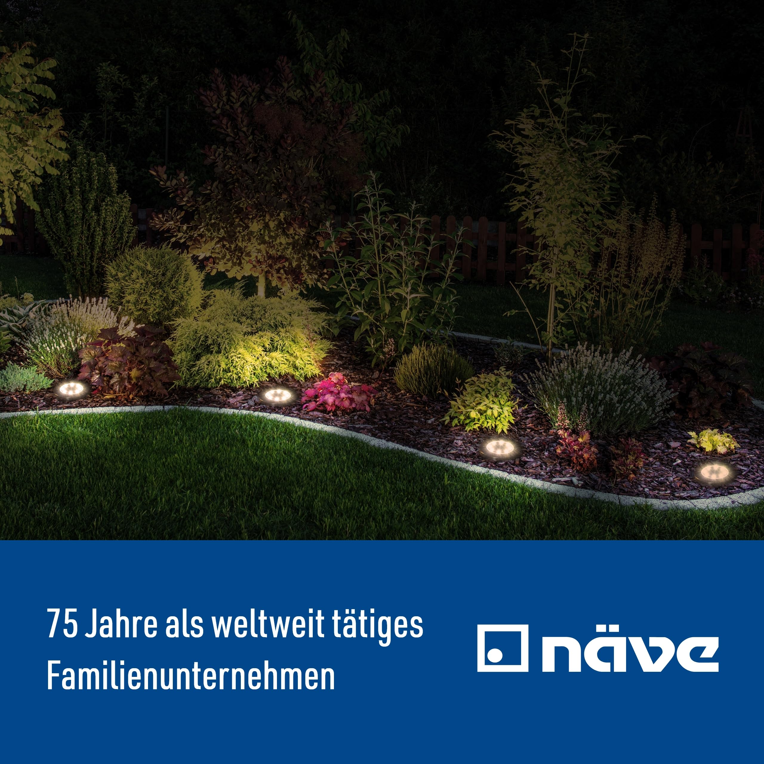 Näve Leuchten - 6er-Set LED Solar-Boden-Erdspieß Kian - 0,6 W / 4 lm / 9000 K - Stahl-blank