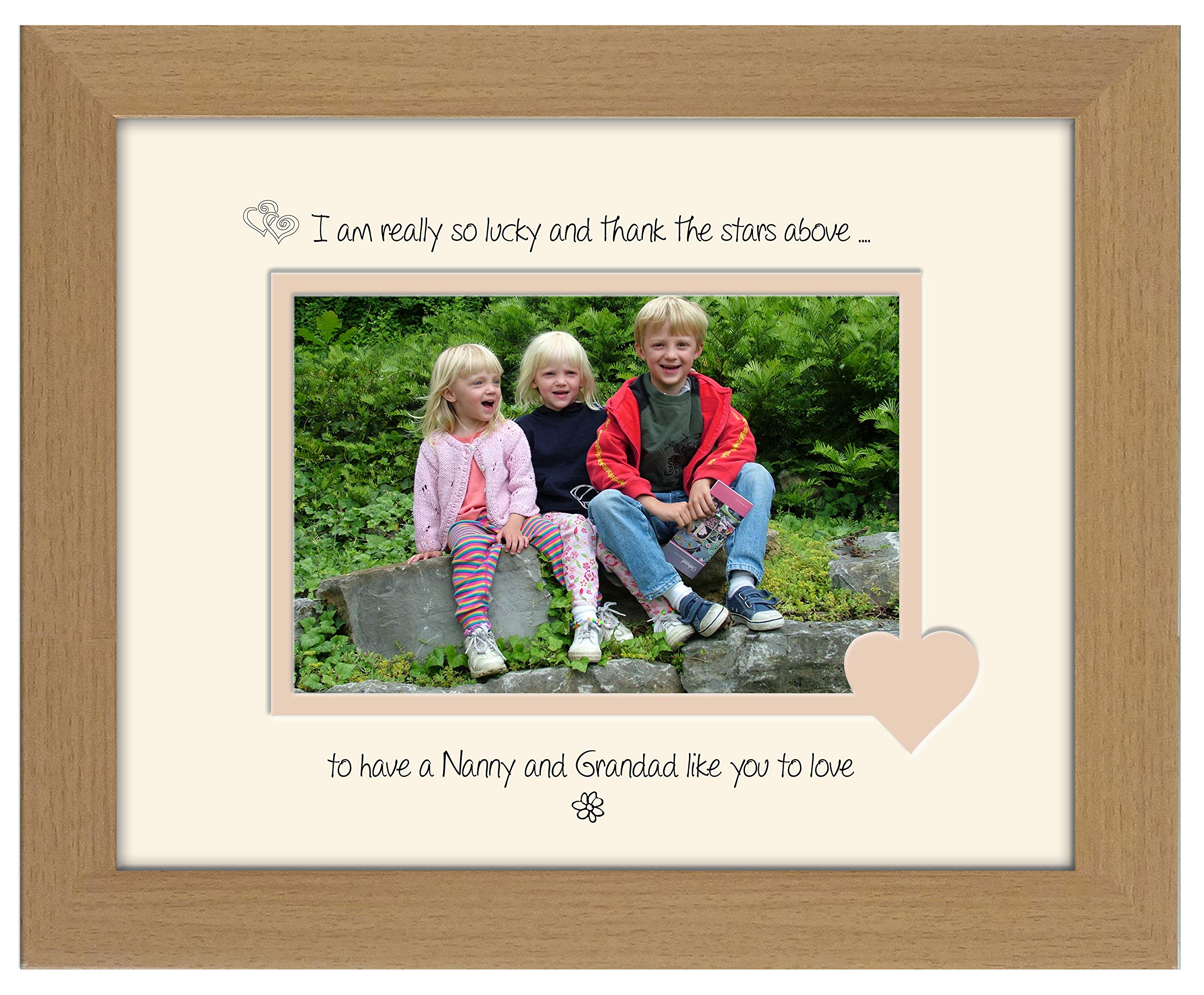 Photos In A Word Oak Finish Frame Cream Mount Beige Inside Nanny And Grandad Photo Frame Thank The Stars Above Personalised Double Mounted Quality Gift (Oak Finish Frame Cream Mount Beige Inside)