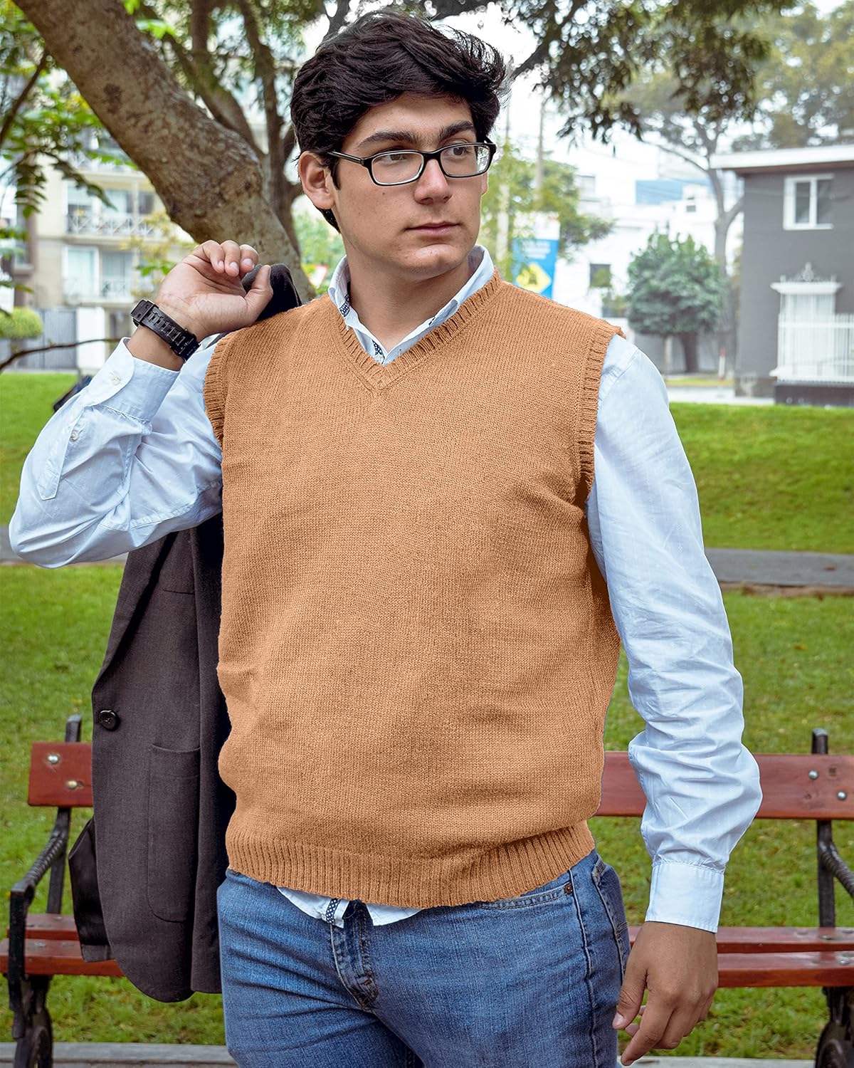 TINKUY Peru Men’s Alpaca Wool Sweater Vest – Soft V-Neck Pullover for Men – Classic Peruvian Knit – Sizes S to 4XL - Image 2