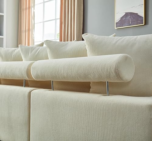 Miniatura 5 de Modular Sectional Sofa 5 Seater Oversized Convertible L & U Shaped Couch Corduroy Fabric On-Site Reversible Chaise Living Room Furniture,Beige