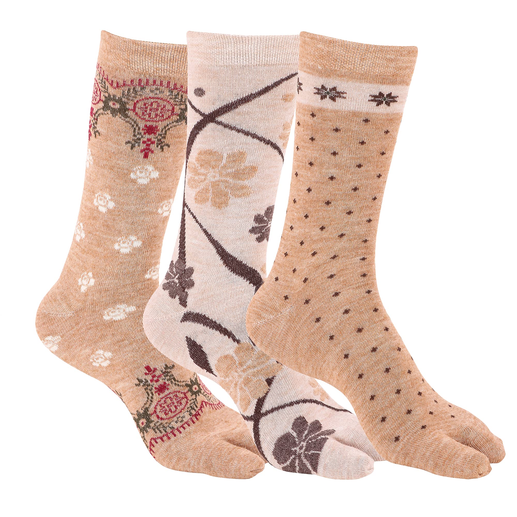 Women's Warm Woolen Calf Length Thumb Socks Set of 3-image-8