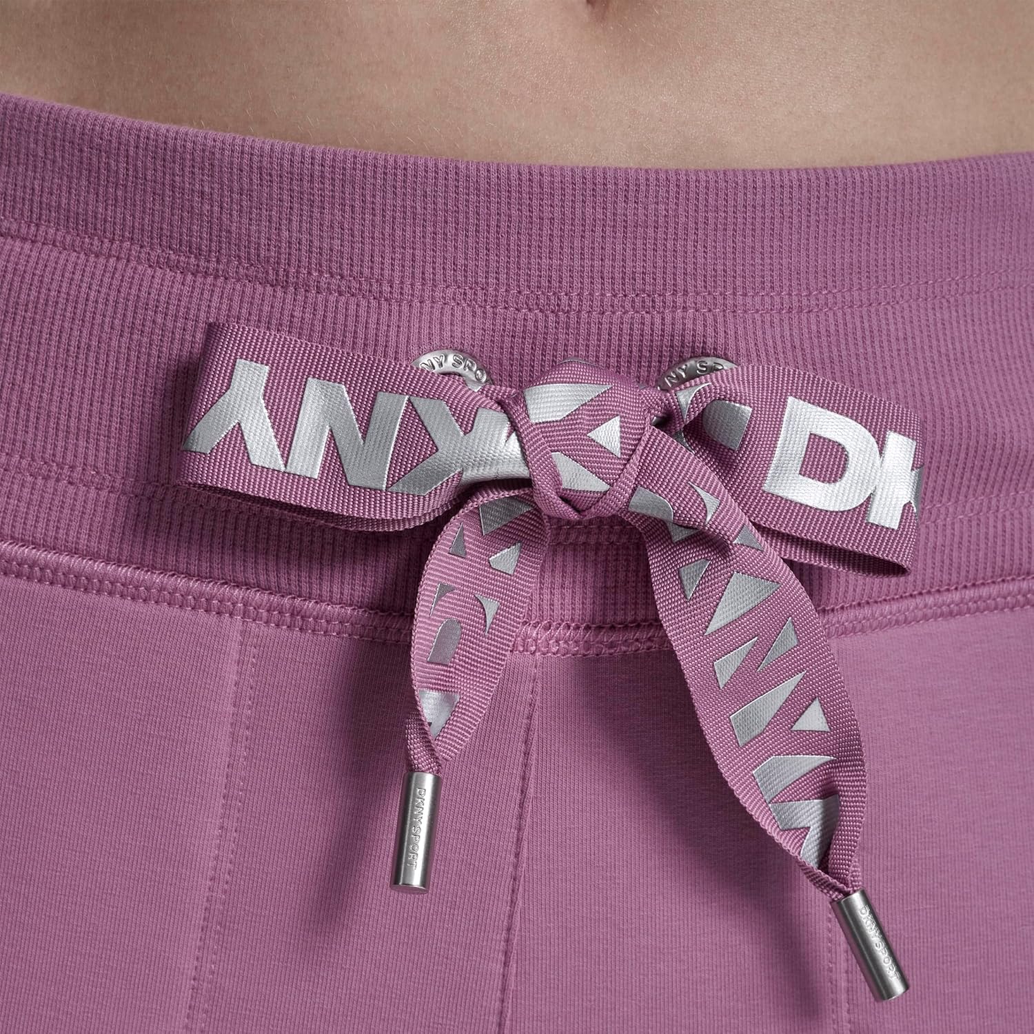 DKNY Women's Two Tone Logo Drawcord Jogger Sweatpant, Dusty Orchid, Large - Image 5