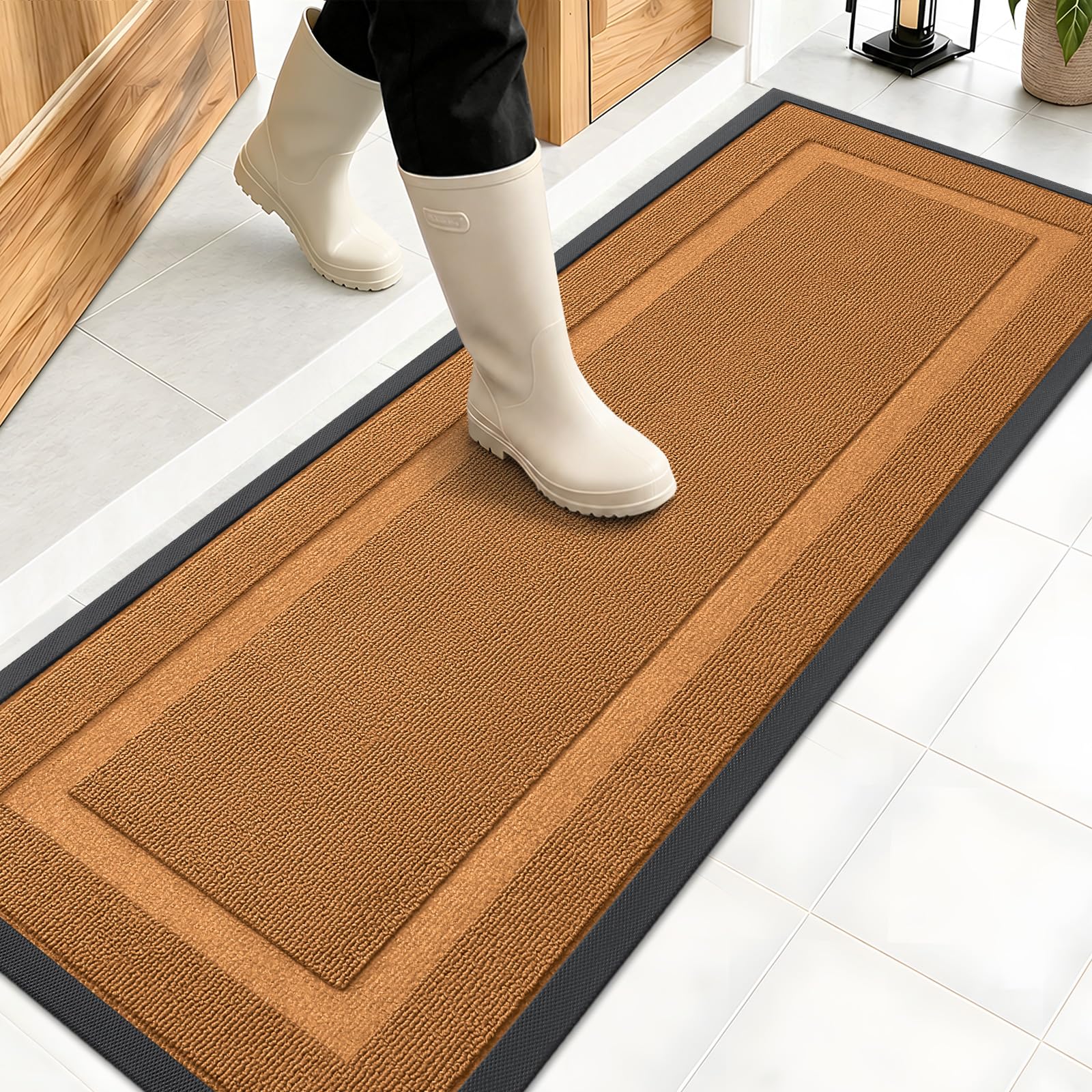 OLANLY Front Door Mat Outside 47x17, All-Season Heavy-Duty Rubber Doormat