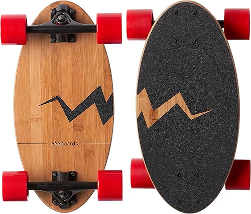 Eggboards Mini Longboard The Original. Portable Bamboo Cruiser Skateboards for Adults. Easy to Carry, Smooth to Ride. for Beginner & Experienced Riders. Long Board Complete Egg Skateboard