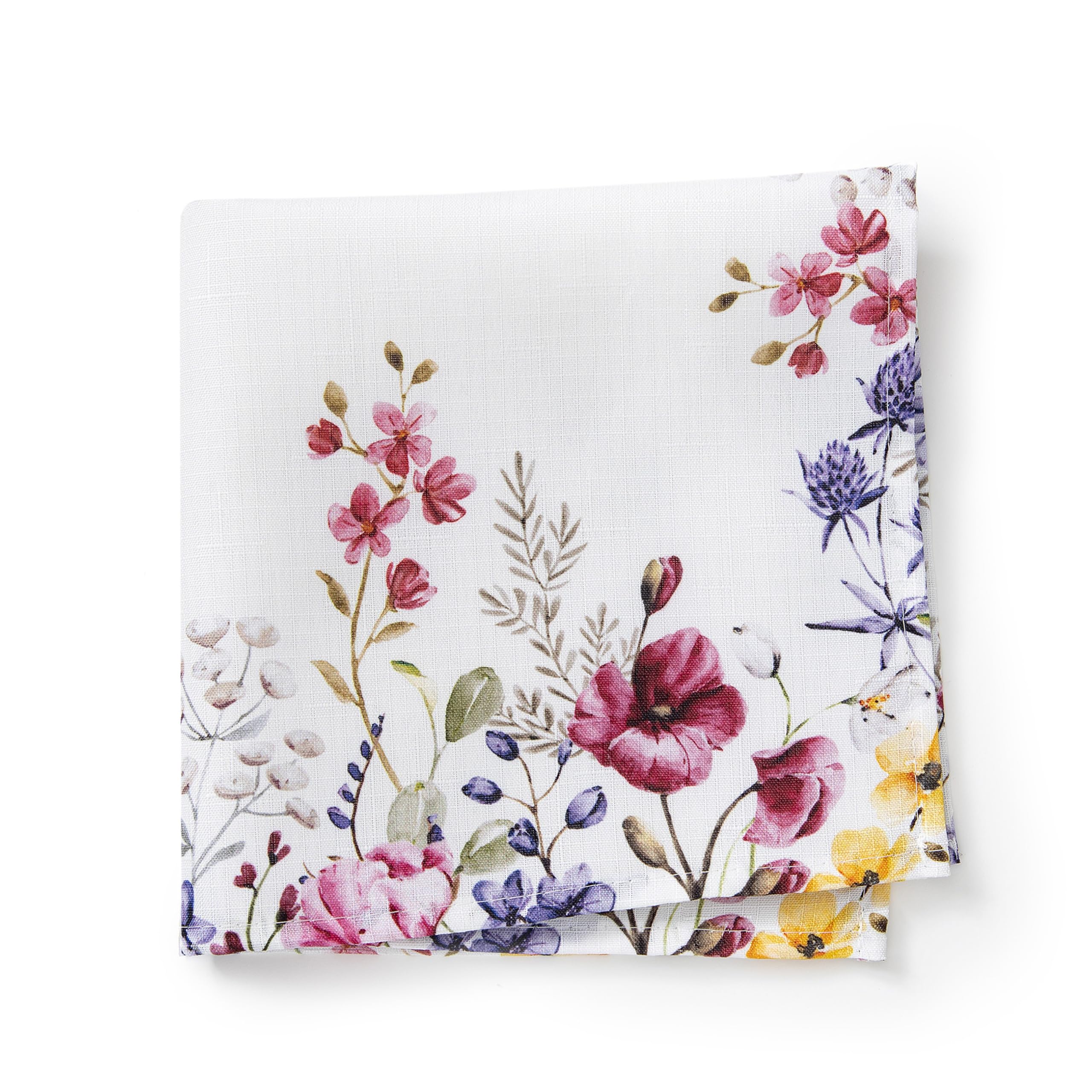 Elrene Home Fashions Serwetki z tkaniny z motywem dzikiego kwiatu maku, 43 cm na 44 cm, zestaw 4 szt