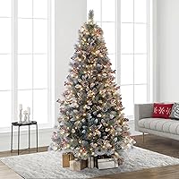 Vista 3 de Puleo International 7.5 Foot Pre-Lit Sterling Pine Artificial Christmas Tree with 600 Clear Lights