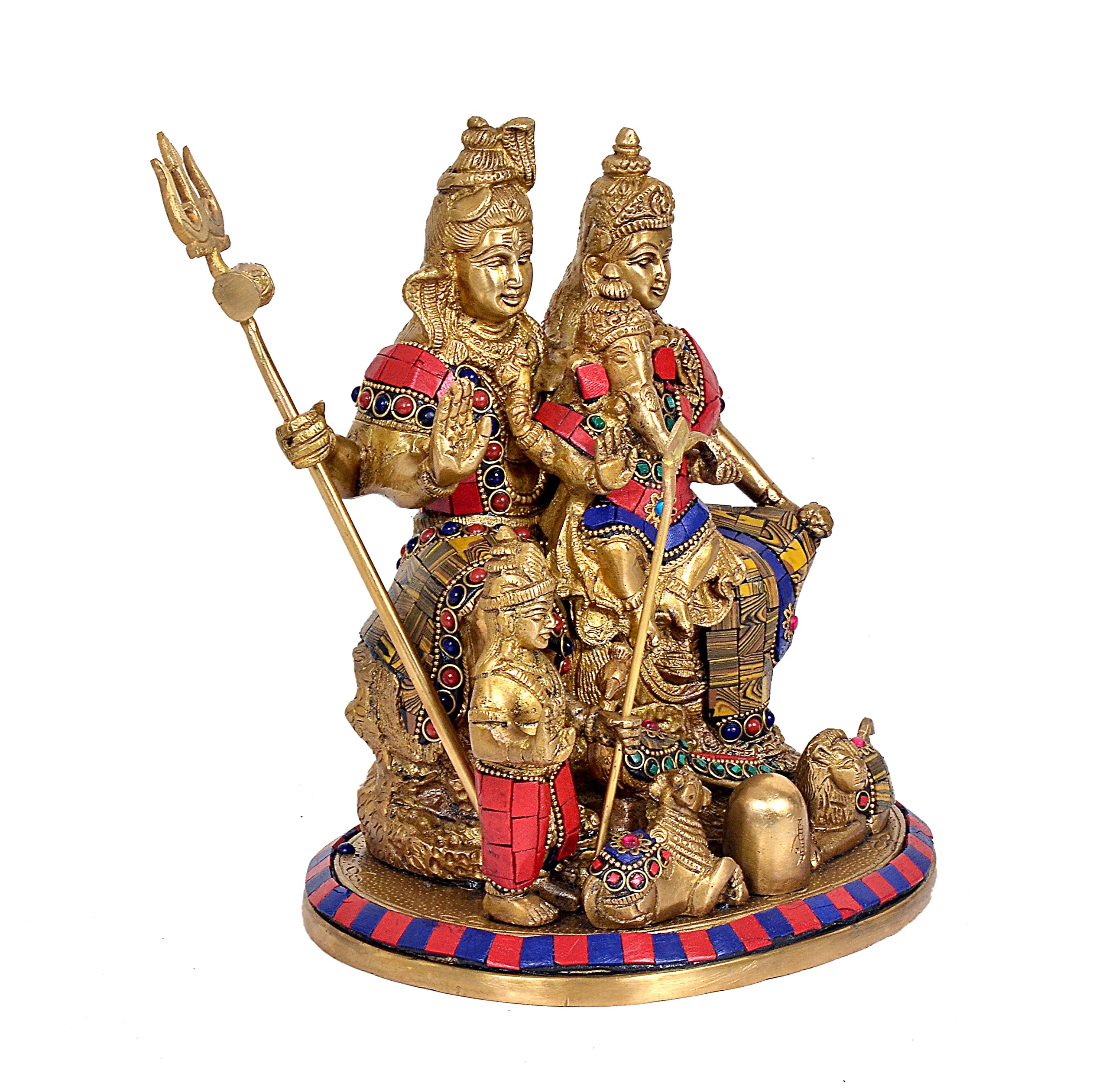 AONA Brass Shiv Parivar Shiva Parivar Idol Religious Statue | Height : 10 Inch, Religious 1