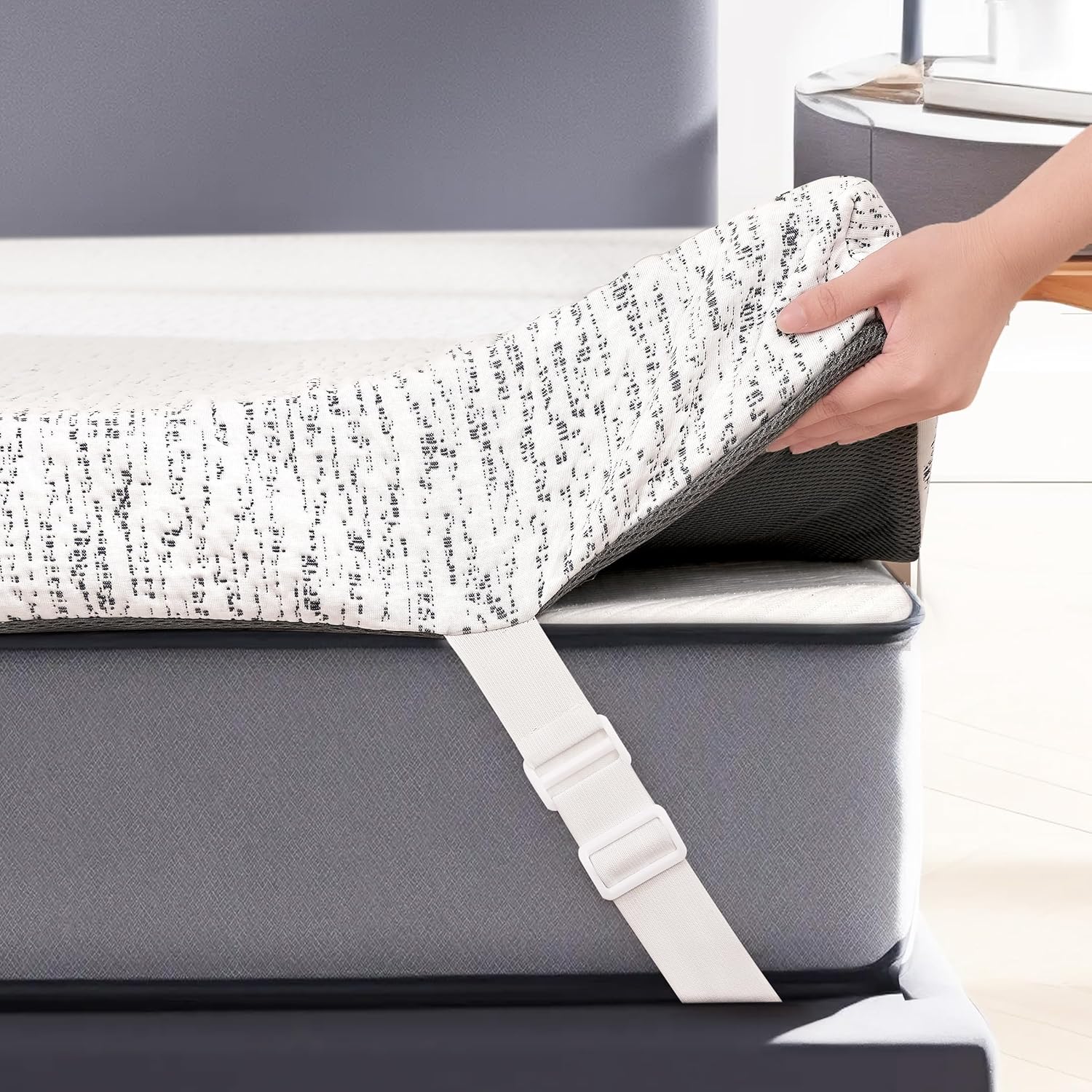 Hokway 4 Inch Mattress Topper with Mosaic Cover Memory Foam Twin Mattress Pad Bed Topper Ventilated High Density Pad, CertiPUR-US Certified