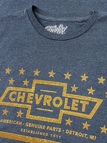 Miniatura 2 de Tee Luv Camiseta Chevrolet - Camiseta Chevy con estrellas amarillas y rayas, Indigo-black Heather