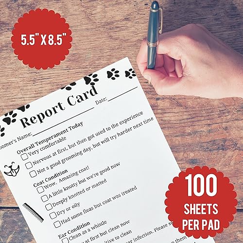 Miniatura 3 de Tarjetas de calificaciones de aseo de perros (bloc de 100 unidades, 5.5 x 8.5 pulgadas) para peluqueros de mascotas para salón de aseo