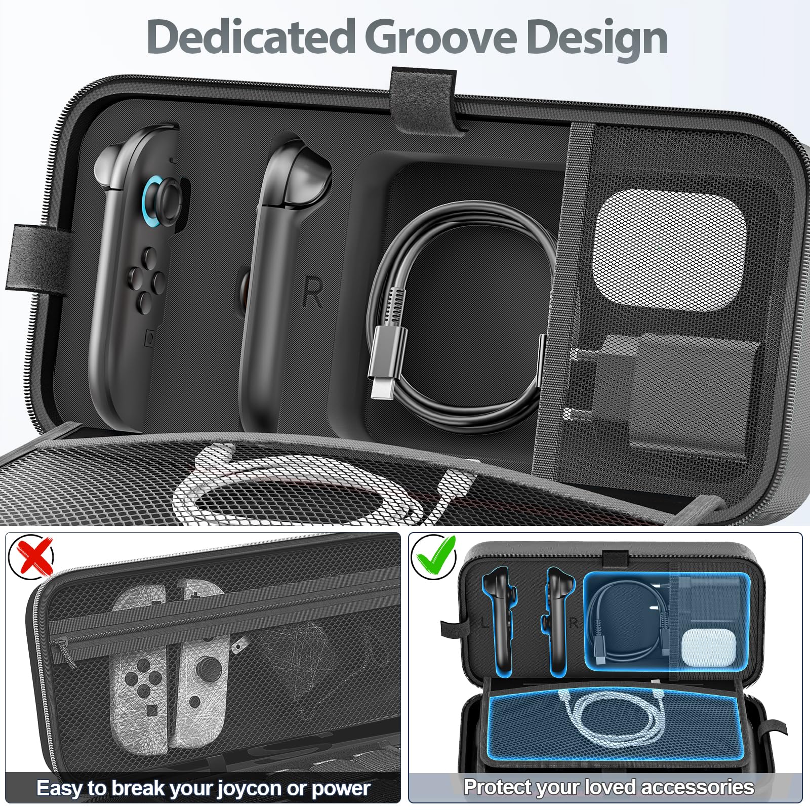 Kytok Funda para Switch 2, Funda Transporte Compatible con Switch 2025, Gran Capacidad Bolsa para NS 2, Carcasapara Proteger Switch 2 Consola & NS 2 Accesorios