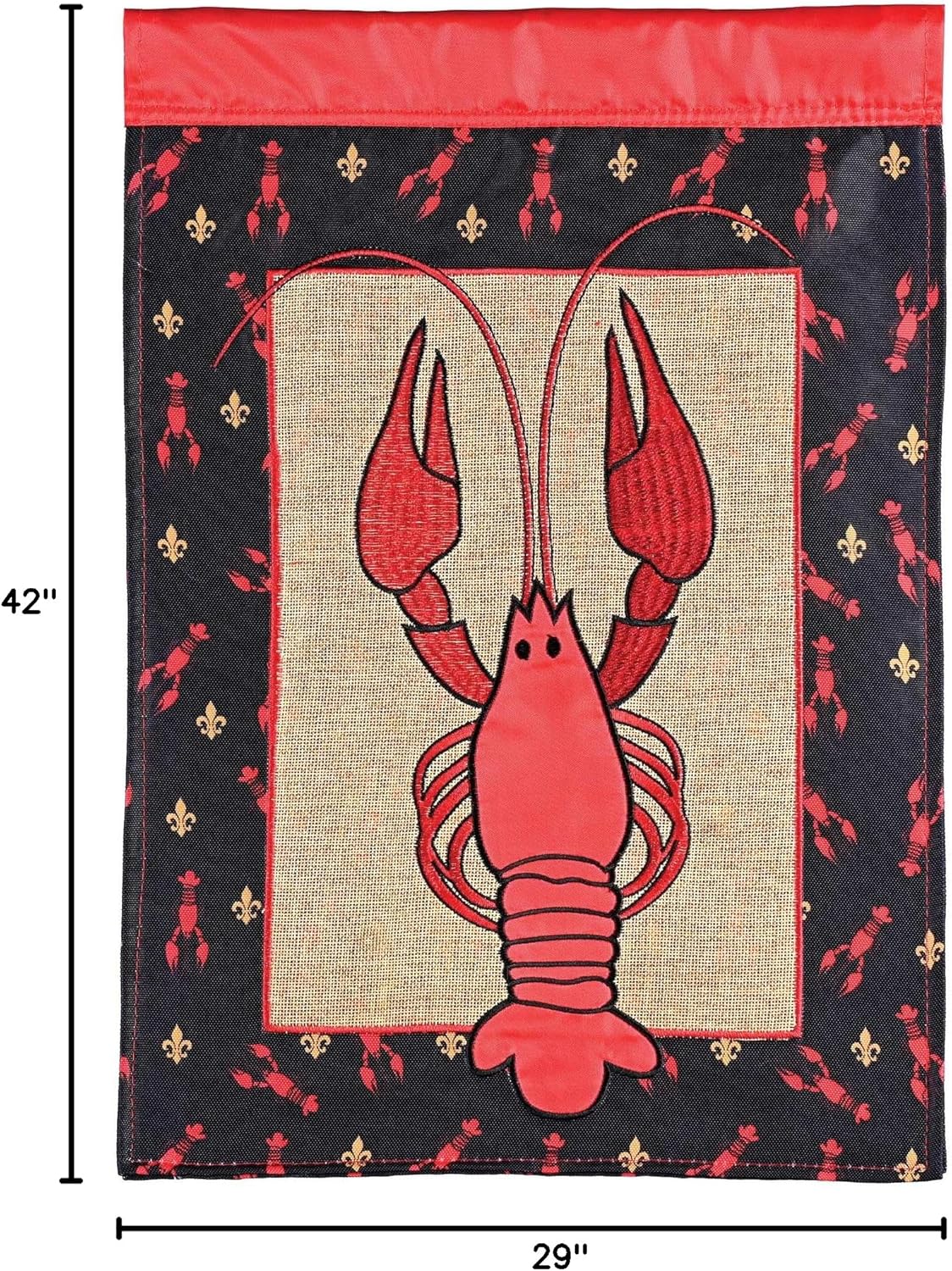 Dicksons Magnolia Garden 42 x 29 Inch Weather Resistant Polyester Outdoor Flag Decoration For Garden, Yard, Or Walkway, Red & Black, Crawfish