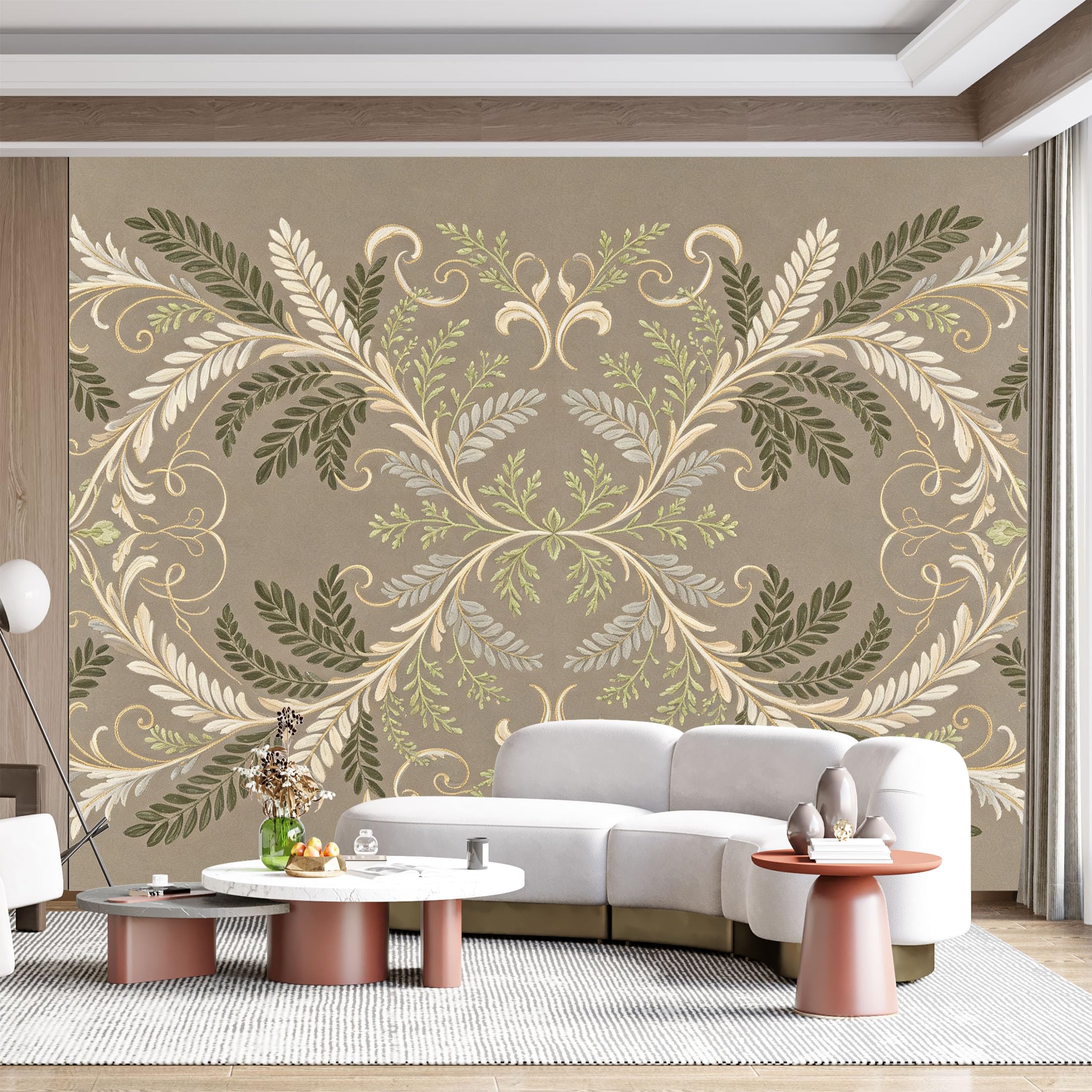 Custom Size Wall Mural Botanical Floral Scroll Vine Antique European Classic Pattern SelfAdhesive Wall Fabric Removable for Home Office Decor
