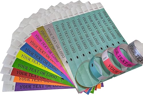 Miniatura 5 de 100 pulseras Tyvek impresas personalizadas doradas con tu texto o logotipo personalizado para eventos, seguridad, fiestas, festivales, identificación