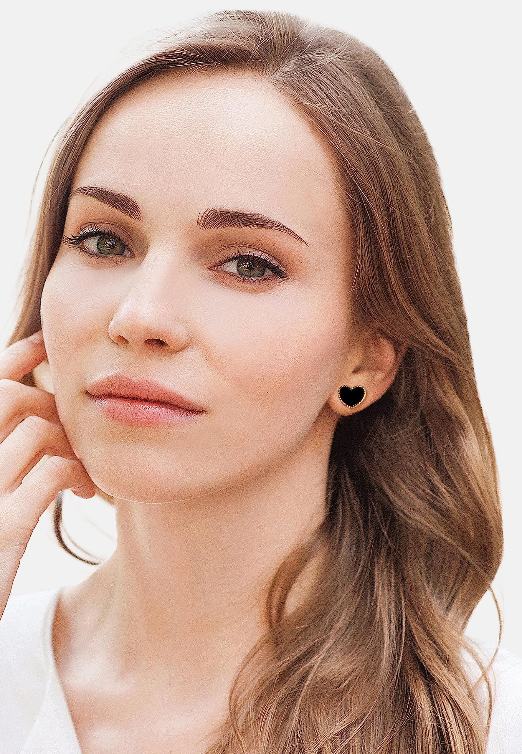 SOFIA MILANI - Damen Ohrringe 925 Silber - mit Zirkonia Steinen - Schwarzes Herz Kugel Ohrstecker