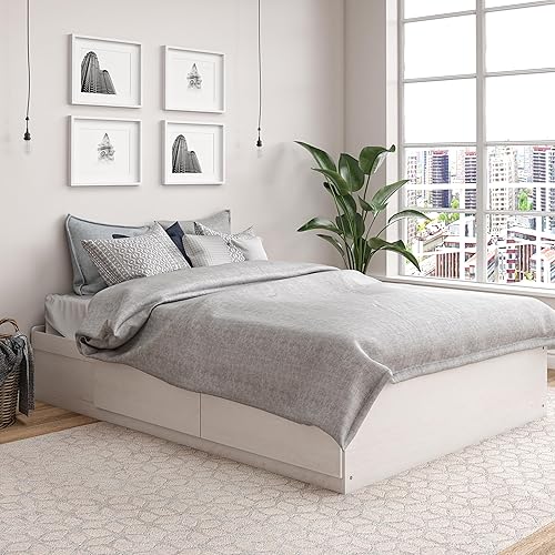 Miniatura 3 de Ameriwood Home Cama de plataforma completa con cajones, roble marfil
