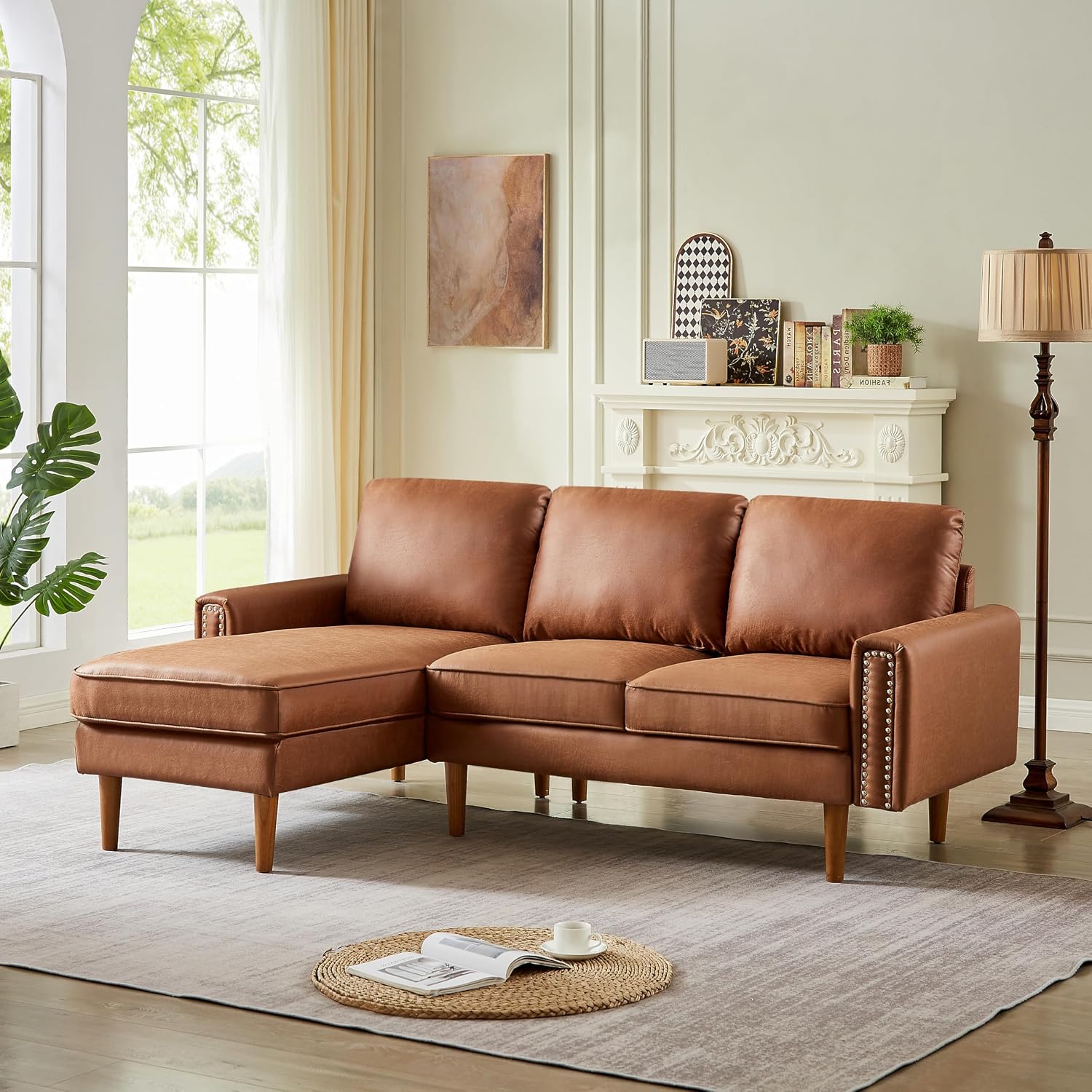 Gsxiyosen LShape Sofa Couch with Suede Leather Couches