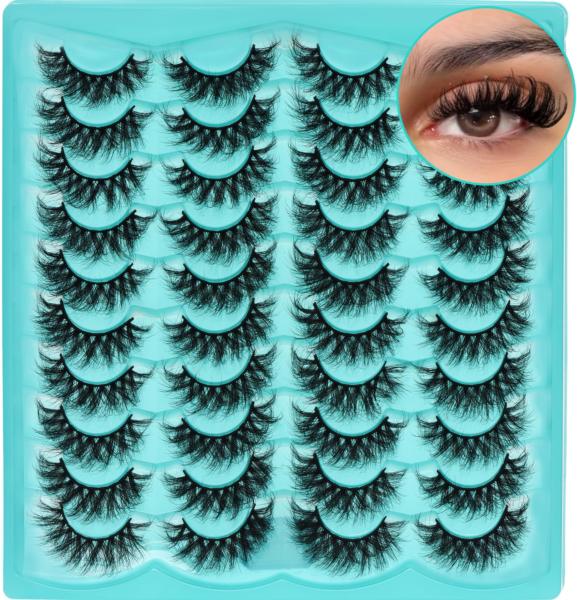 Lashes 3D Fluffy Faux Mink Eyelashes 20 Pairs Volume D Curl Super Soft Fake Eyelashes 20MM Dramatic False Lashes Fluffy Strip Lashes Wispy Mixed Eye Lashes Multipack, by Anforlin